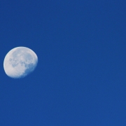 Abnehmender Mond am Morgenhimmel im Winter